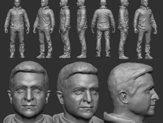 3D model sculpting Zelensky