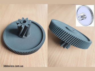 Example of 3D modeling and SLS 3D printing of a gear, Nylon 12 Powder