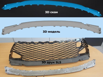 Case study: car bumper 3D scanning, creating a 3D model for printing, SLS 3D printing