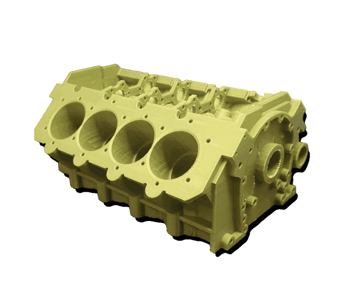 FDM 3D printed of an internal combustion engine block prototype