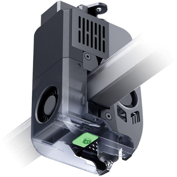 Close-up of the second AI camera integrated on the nozzle/hotend.