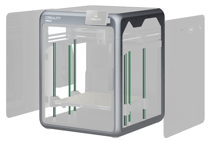 View of the dual Z-axis system with four stabilizing linear rods.