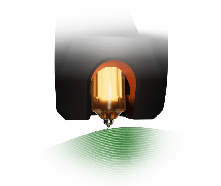 Detailed view of the 40 mm³/s high-flow hotend.